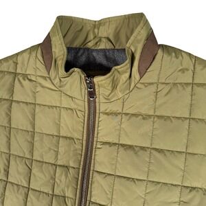 JOS A BANK RESERVE Mens Quilted Vest Olive Green Full Zip Size Large